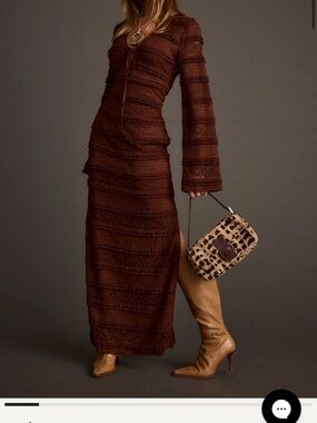 12th Tribe Chocolate Brown Textured Maxi Dress